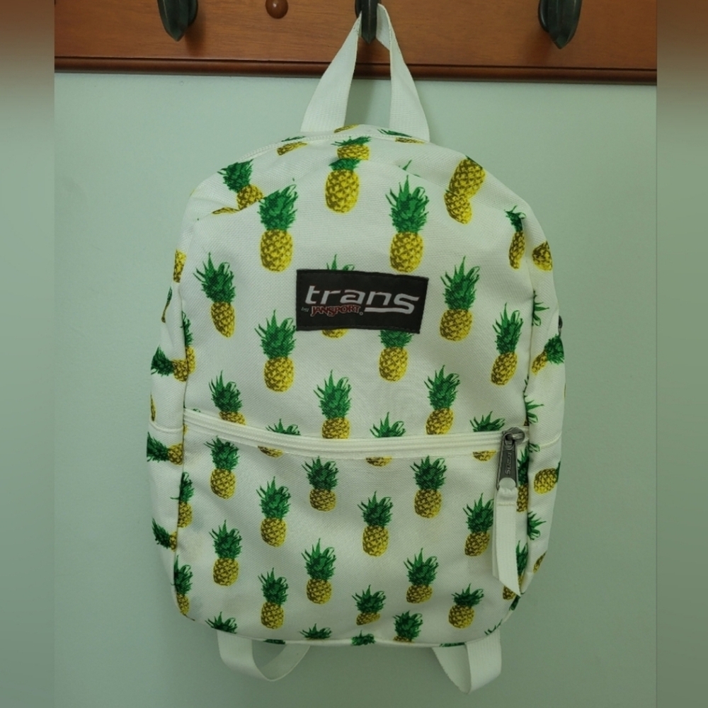 Trans by Jansport Mini Small Pineapple Print Backpack White